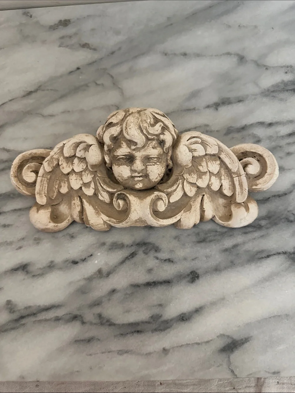 Decorative Cherub Wing Wall Accent in Antique White gesso